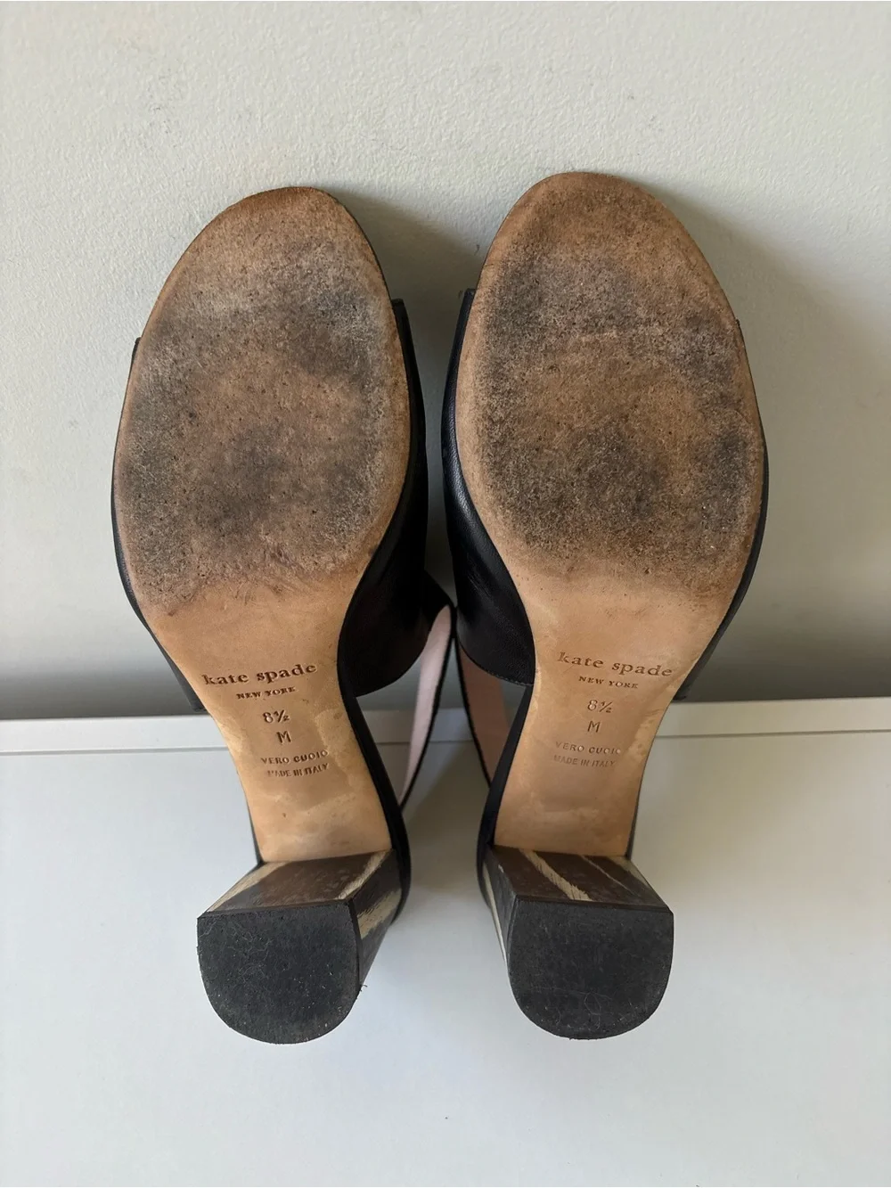 Kate Spade New York Black Leather Peep Toe Slingback Heels Italy Size 8.5 M